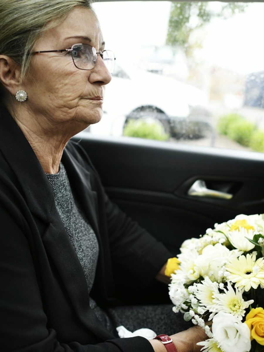 Sad widow on the way to th funeral Sad widow on the way to th funeral